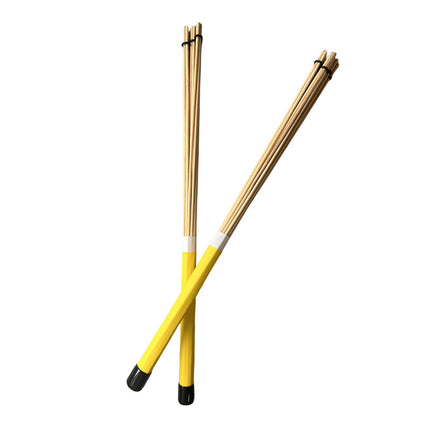 2 Pieces Bamboo Drum Stick Rods Brushes for Acoustic Performance Small Venue Yellow