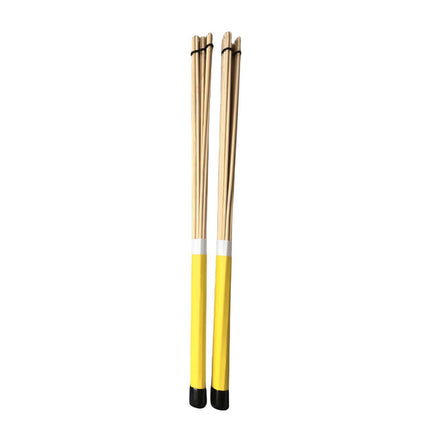 2 Pieces Bamboo Drum Stick Rods Brushes for Acoustic Performance Small Venue Yellow