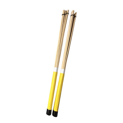 2 Pieces Bamboo Drum Stick Rods Brushes for Acoustic Performance Small Venue Yellow