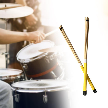 2 Pieces Bamboo Drum Stick Rods Brushes for Acoustic Performance Small Venue Yellow