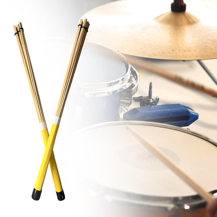 2 Pieces Bamboo Drum Stick Rods Brushes for Acoustic Performance Small Venue Yellow
