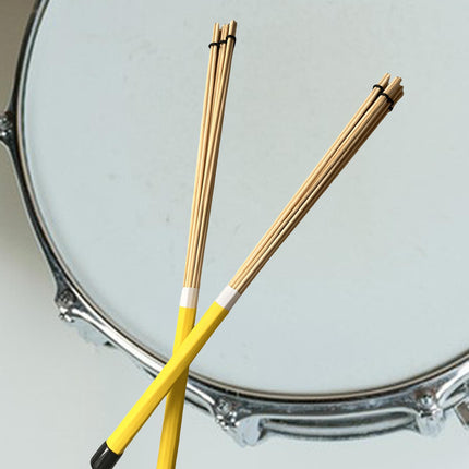 2 Pieces Bamboo Drum Stick Rods Brushes for Acoustic Performance Small Venue Yellow