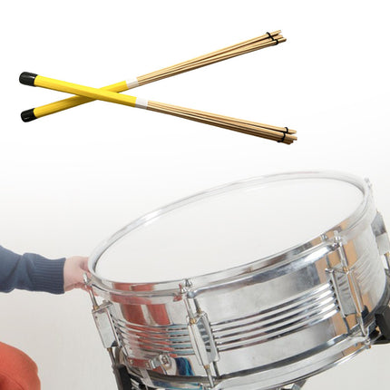 2 Pieces Bamboo Drum Stick Rods Brushes for Acoustic Performance Small Venue Yellow