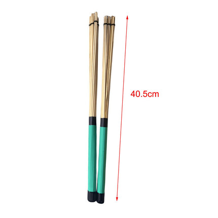2 Pieces Bamboo Drum Stick Rods Brushes for Acoustic Performance Small Venue Green