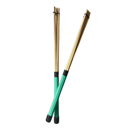 2 Pieces Bamboo Drum Stick Rods Brushes for Acoustic Performance Small Venue Green