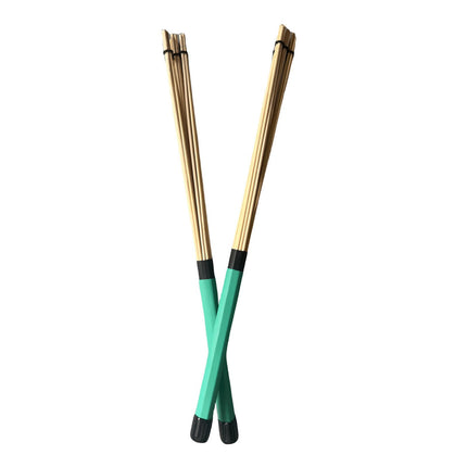2 Pieces Bamboo Drum Stick Rods Brushes for Acoustic Performance Small Venue Green