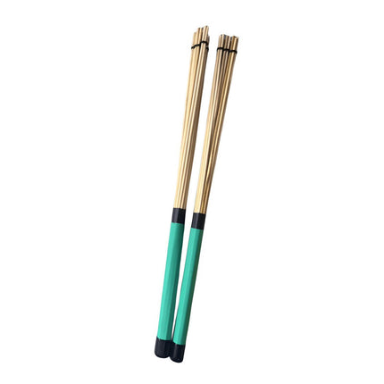 2 Pieces Bamboo Drum Stick Rods Brushes for Acoustic Performance Small Venue Green