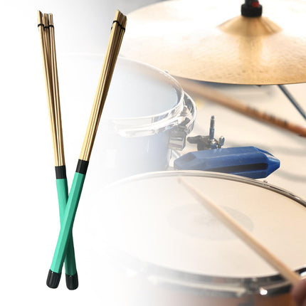 2 Pieces Bamboo Drum Stick Rods Brushes for Acoustic Performance Small Venue Green
