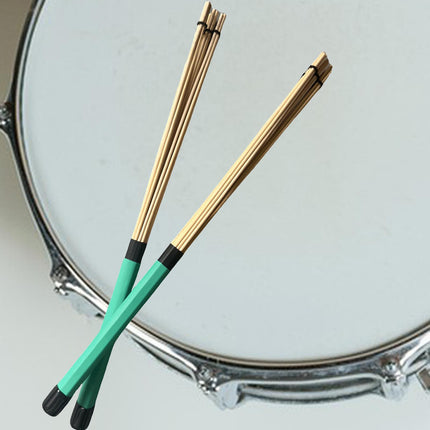 2 Pieces Bamboo Drum Stick Rods Brushes for Acoustic Performance Small Venue Green