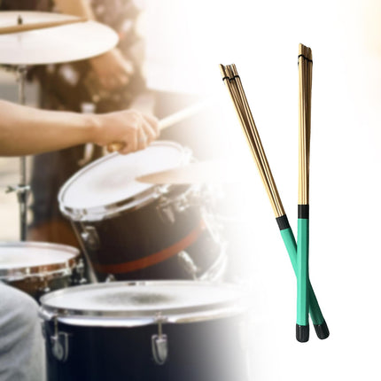 2 Pieces Bamboo Drum Stick Rods Brushes for Acoustic Performance Small Venue Green
