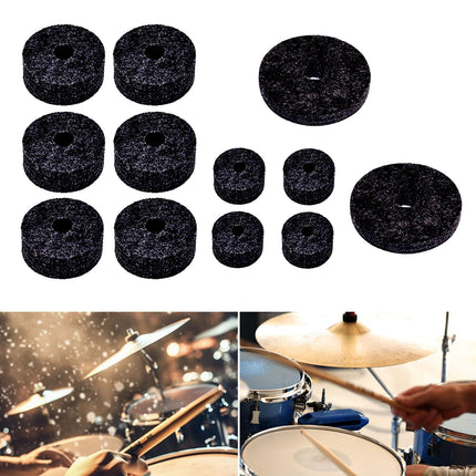 12Pcs Cymbal Felt Washer Hi Hat Clutch Felts Accessories Replacement Sleeves black