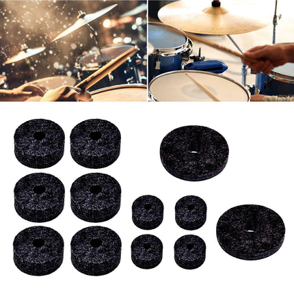 12Pcs Cymbal Felt Washer Hi Hat Clutch Felts Accessories Replacement Sleeves black