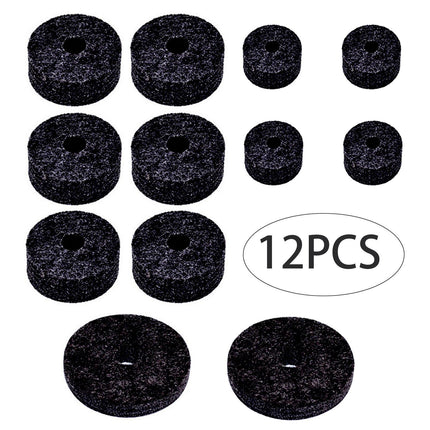 12Pcs Cymbal Felt Washer Hi Hat Clutch Felts Accessories Replacement Sleeves black