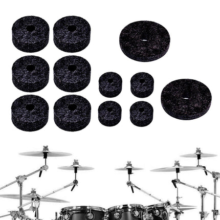 12Pcs Cymbal Felt Washer Hi Hat Clutch Felts Accessories Replacement Sleeves black