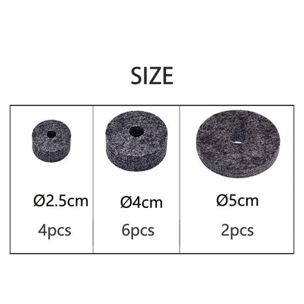 12Pcs Cymbal Felt Washer Hi Hat Clutch Felts Accessories Replacement Sleeves gray