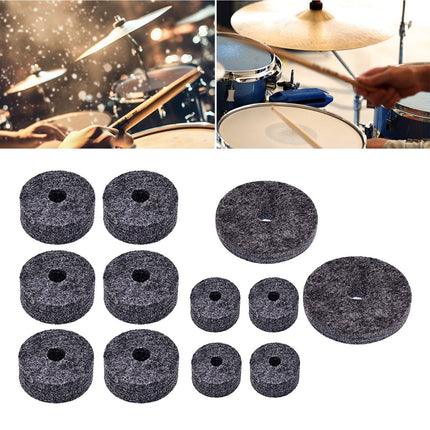 12Pcs Cymbal Felt Washer Hi Hat Clutch Felts Accessories Replacement Sleeves gray