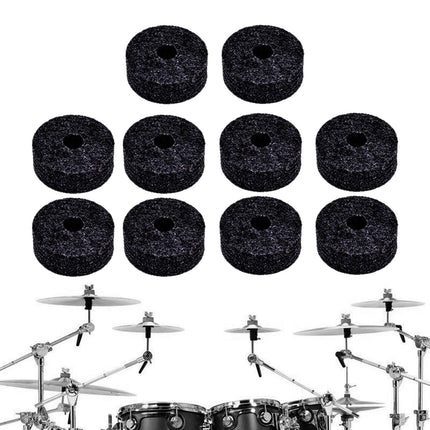 10x Cymbal Stand Felts Percussion Instrument Hi Hat Clutch Felts Replacement Black