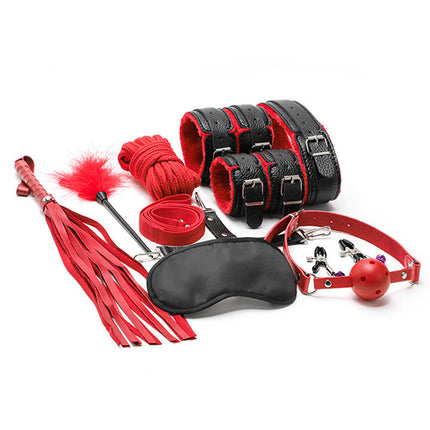 10x Bondage Restraints Kits Blindfold PU Leather Ankle Cuffs Set Accessories