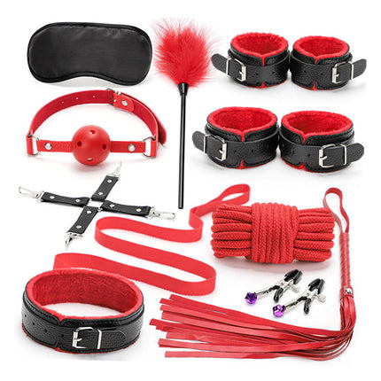 10x Bondage Restraints Kits Blindfold PU Leather Ankle Cuffs Set Accessories