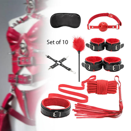 10x Bondage Restraints Kits Blindfold PU Leather Ankle Cuffs Set Accessories