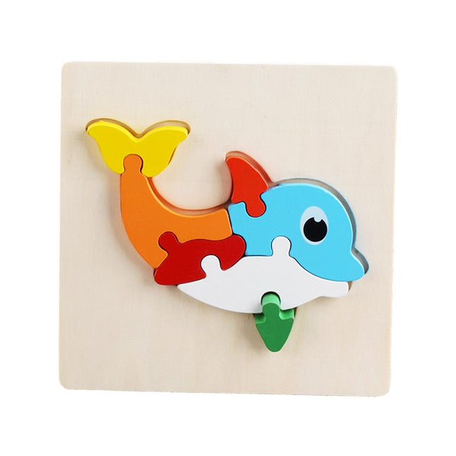 Crofta Animal Puzzle Jigsaw Building Blocks Shape Puzzle Animal Game Toy Gifts dolphin