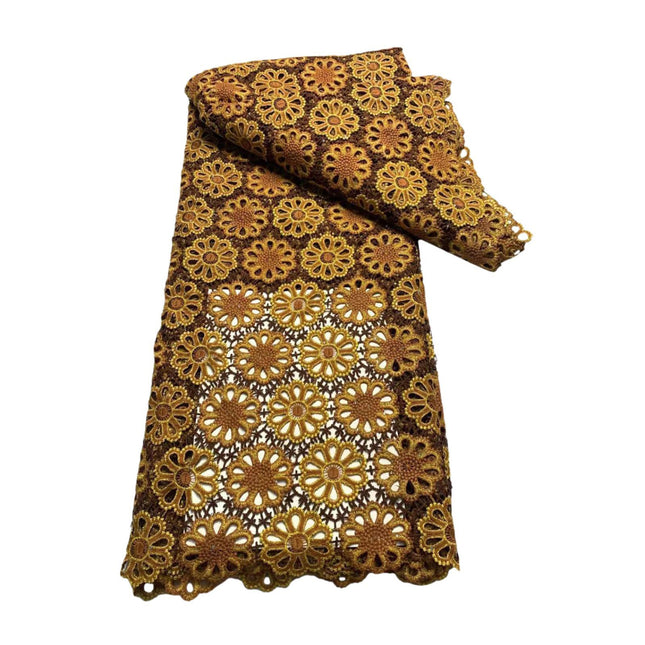 Crofta Lace Embroidery Cloth 4.5MX1.2M for Tablecloths Wedding Party Dresses Gowns Brown