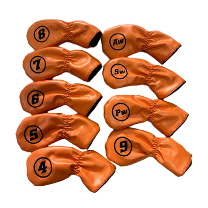 9Pcs Golf Iron Headcovers Fashion Golf Accessories Golf Iron Head Protectors Orange