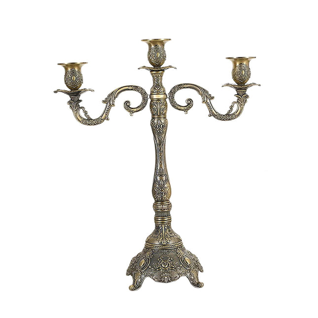 Metal Candlestick Gifts Pillar Candle Holder for Fireplace Banquet Christmas 3 Heads
