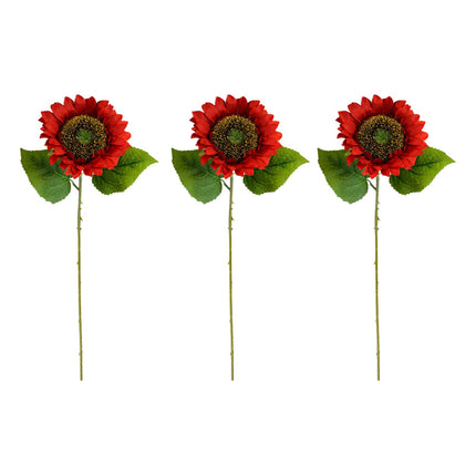 3Pcs Fake Sunflowers Bouquet for Baby Shower Spring Decor Wedding Decoration Red