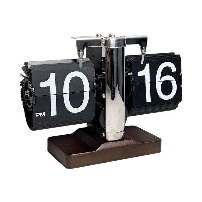 Auto Pager Turning Clock Retro Flip Digital Clock for Living Room Hotel Desk black