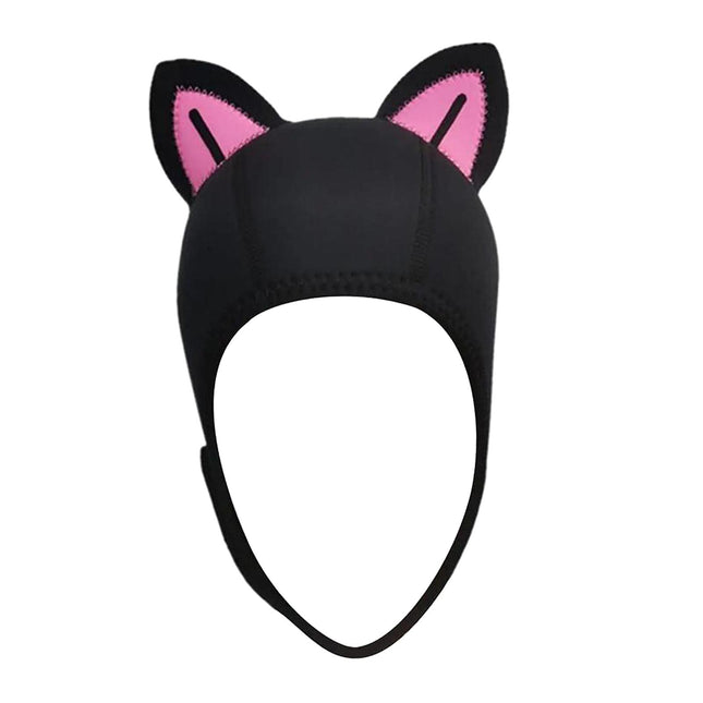 Cat Ears Diving Hood 3mm Neoprene Diving Wetsuit Hood Cute for Sailing Kayak Black Pink BlackLine