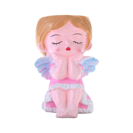 Girl Plant Pot Decoration Tabletop Office DIY Patio Accessories Plant Holder Pink