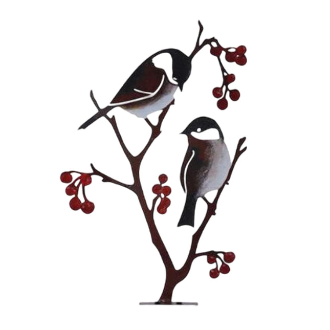 Metal Birds on Branch Birds Desktop Ornament for Indoor Tabletop Dining Room Style B
