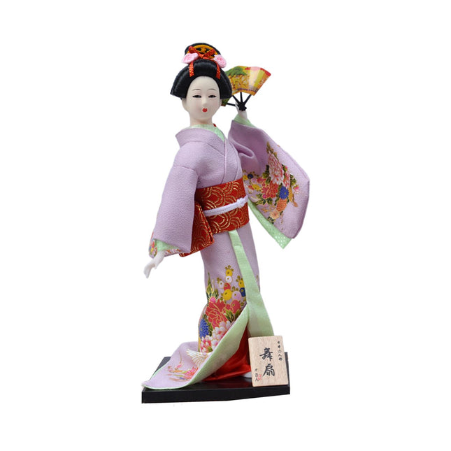 30cm Japanese Kimono Geisha Doll Traditional Statue Asian Kabuki Figurine Violet