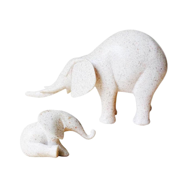 Mother and Kid Elephant Figurine Sculpture for Household Kitchen Dining Cute Style B