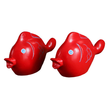 2 Pieces Red Fish Sculpture Tabletop Centerpieces Household Wood Fish Statue