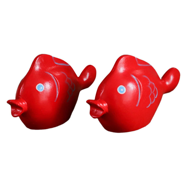 2 Pieces Red Fish Sculpture Tabletop Centerpieces Household Wood Fish Statue