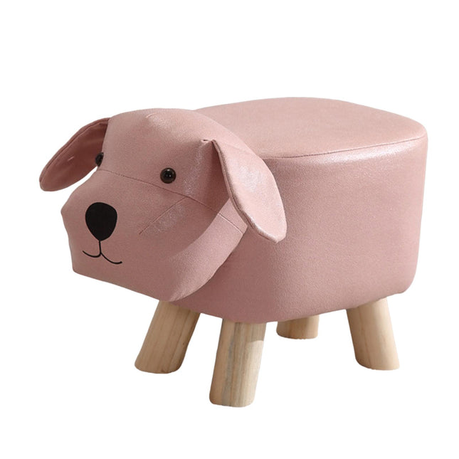 Animal Footstool Cute Upholstered Ottoman for Dressing Room Home Living Room Pink dog