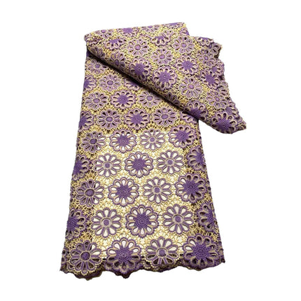 Crofta Lace Embroidery Cloth 4.5MX1.2M for Tablecloths Wedding Party Dresses Gowns Purple