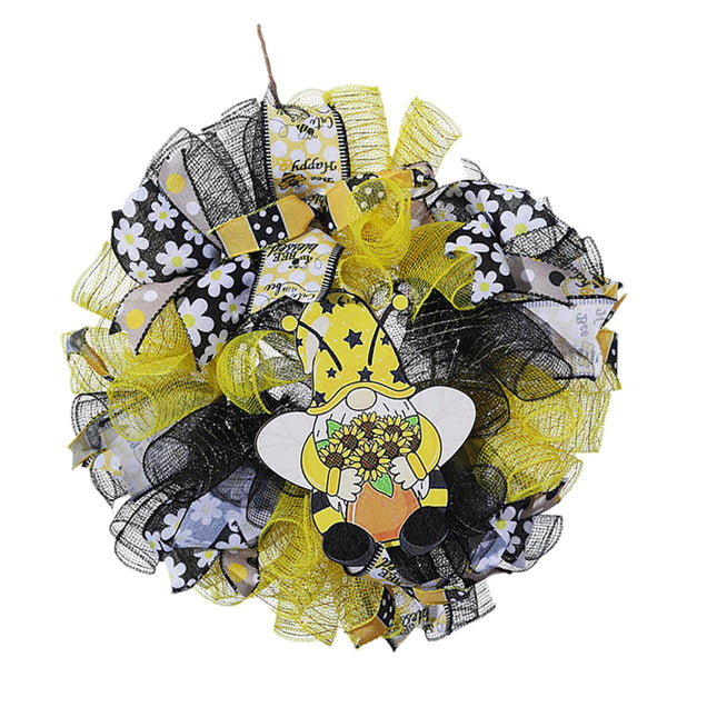 42cm Artificial Bee Theme Flower Wreath Handmade for Outside Farmhouse Decor Both Hands Holding