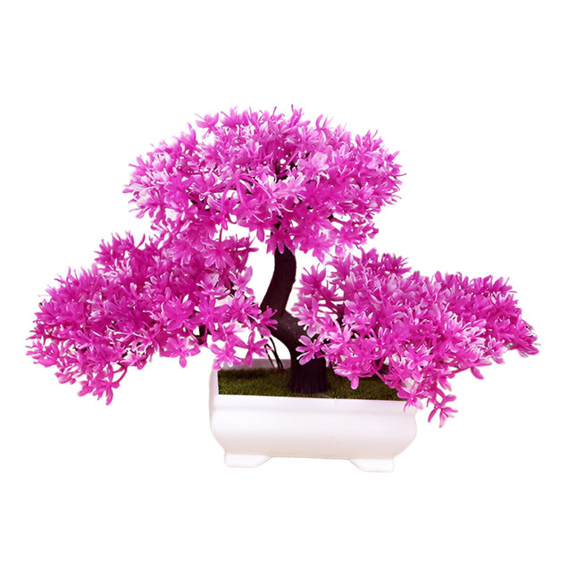 Artificial Bonsai Tree Decorative Fake Plants in Pot for Home Farmhouse Desk Pink