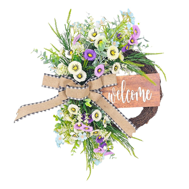 43cm Artificial Daisy Flower Wreath Handmade Lifelike for Table Centerpieces