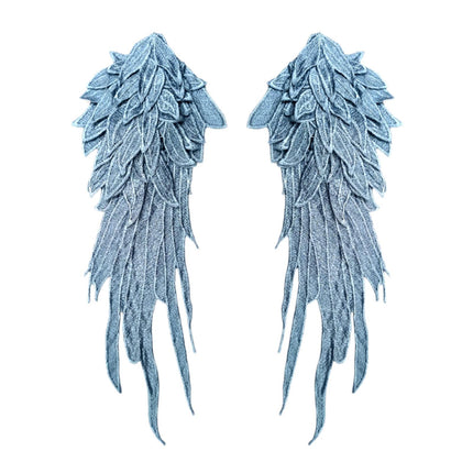 Crofta 2x Angel Wings Appliques DIY Embroidered Appliques Decal for Prom Dress Coat Blue