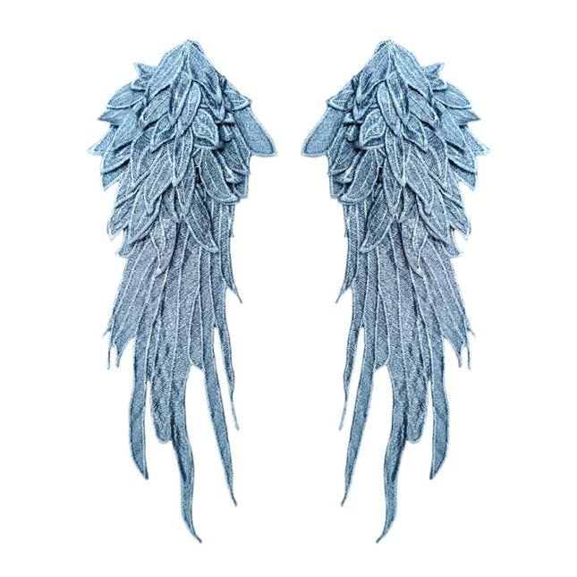 Crofta 2x Angel Wings Appliques DIY Embroidered Appliques Decal for Prom Dress Coat Blue