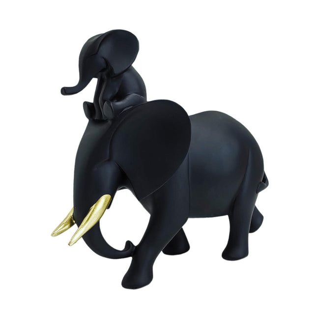 Mother and Kid Elephant Figurine Sculpture for Household Kitchen Dining Cute Style C