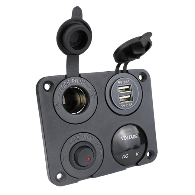 4 in 1 Charger Outlet Socket Panel Car Charger Outlet Socket for RV Car Red