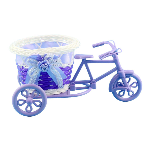 Bicycle Artificial Flower Decor Plant Stand Flower Basket for Indoor Outdoor violet
