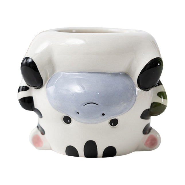Crofta Animal Planter Flower Vase Shelf Farmhouse Display Office Pottery Plant Pot Zebra 10x9x8.3cm