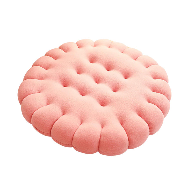 Biscuit Shape Cushion Decorative Soft Floor Cushion for Gift Living Room Bar Round Pink