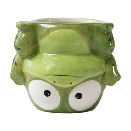 Crofta Animal Planter Flower Vase Shelf Farmhouse Display Office Pottery Plant Pot Frog 10x9.7x8.3cm